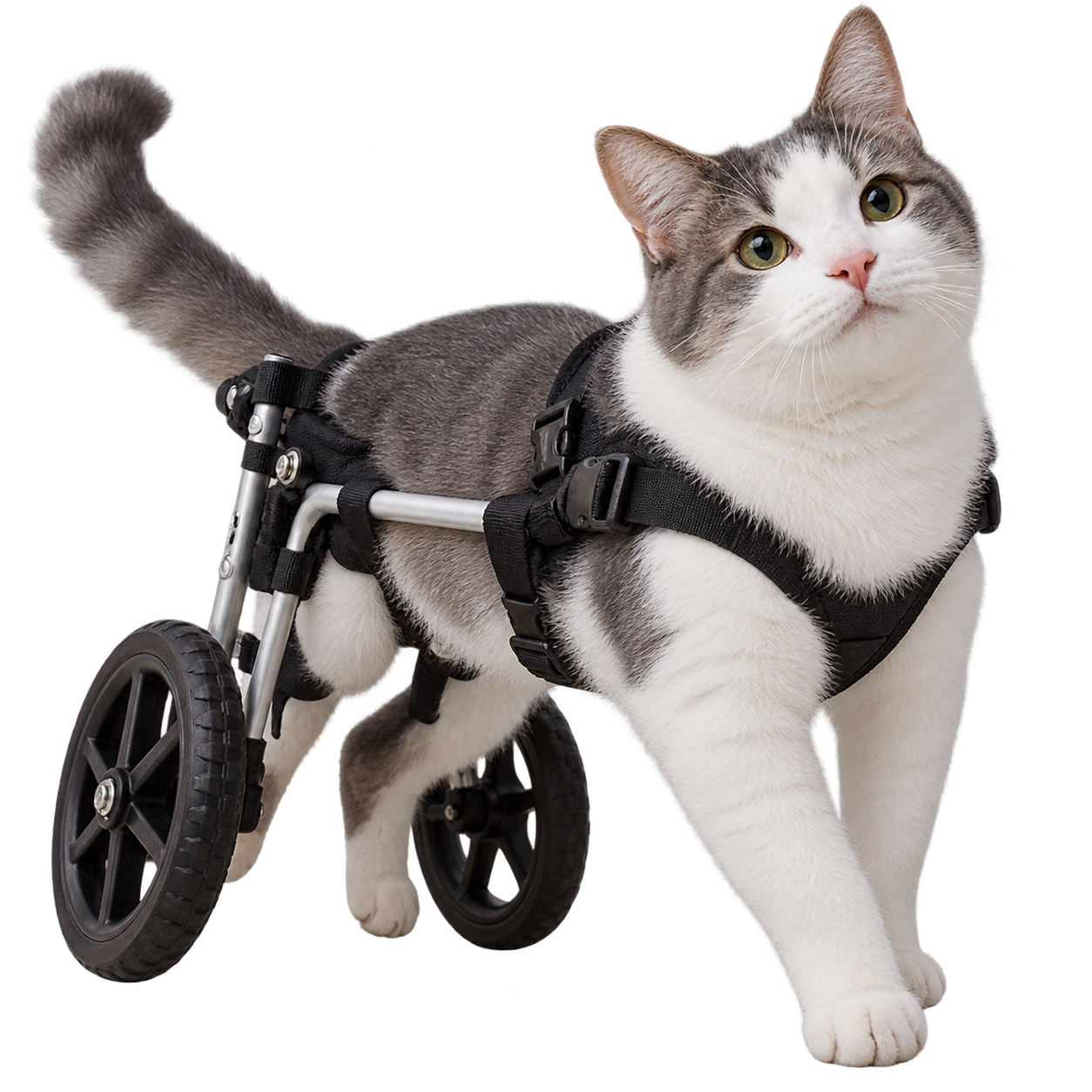 Dekorative HandiCATs-Katze im Rolli